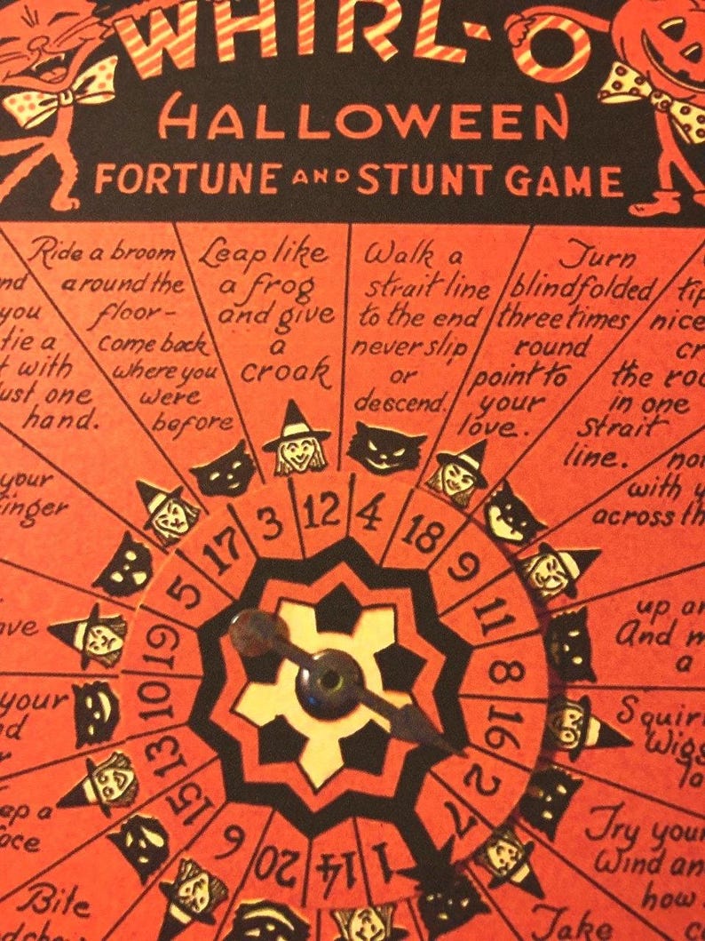 Retro Halloween, Whirl-O Fortune Game, Handcrafted Plaque, Handmade Sign imagem 3