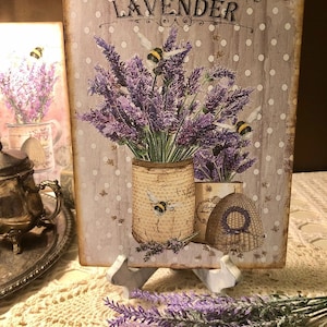 LAVENDER, Bee Hive,  Shabby Chic.  Handcrafted Plaque / Sign 8x10