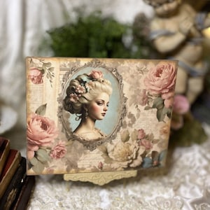 French Court Ladies #4, Romantic Roses, Handcrafted Plaque / Sign