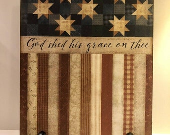 American Flag Quilt, Patriotic, Americana Handcrafted Plaque / Sign