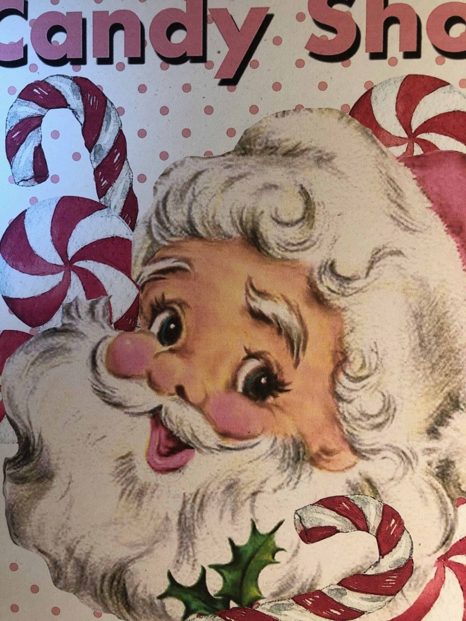 Santa's Candy Shop Pink Christmas RETRO Handcrafted Etsy