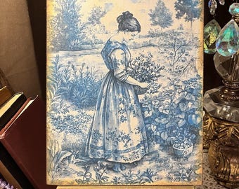 Blue Toile, Romantic Ladies Handcrafted Plaque / Sign #5