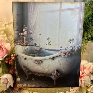 Bath Tub, Dreamy Bathroom, Romantic, Shabby Chic, Handcrafted Sign / Plaque #2