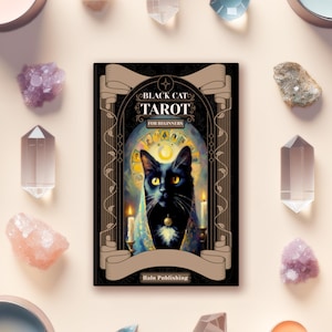 Jeu de tarot du chat noir pour débutants | Cartes de tarot faciles et mignonnes sur le thème des chats | Arcanes majeurs uniquement