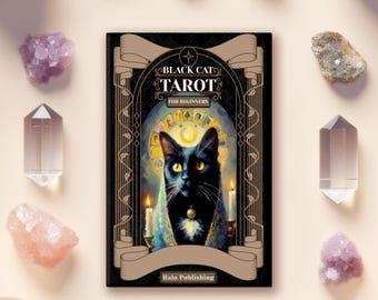 Baraja de tarot del gato negro para principiantes / Cartas de tarot con temática de gato adorables y sencillas / Solo arcanos mayores