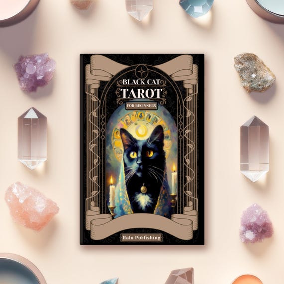 Black Cat Tarot Deck for Beginners | Easy Cute Cat-Themed Tarot Cards | Major Arcana Only