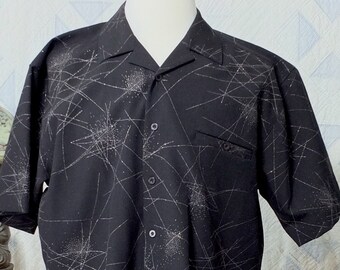 VINTAGE The Point shirt - Abstract lines and sparklers on black - Short Sleeve - XLarge - Little Havana - Miami - 1990s