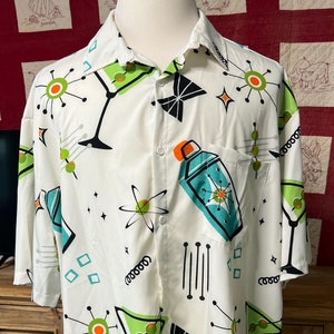 Retro Atomic Cocktail Print Shirt - Men&#39;s 3XL