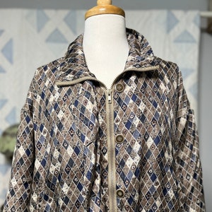 Vintage 90s Silk Jacket: Petite Medium, Diamond Floral Print