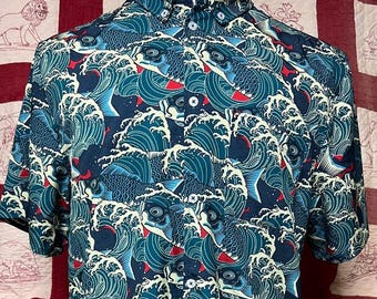 Pre-loved, like new WESC button down shirt - Japanese carp - Size: Medium