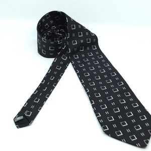 Vintage Lord & Taylor Metropolitan Tie X-long 4 inch wide tip black brocade 1990s image 1