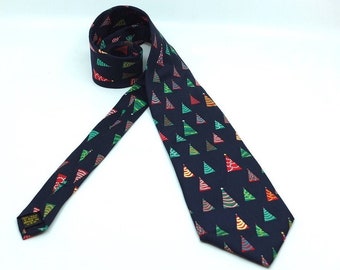 Vintage Alynn Neckwear - Holiday Tree Farm - colorful Christmas trees necktie - 4 inch blade - Christmas