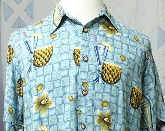 Vintage Imprints Tropical Men's Shirt - Rayon - Cocktails & Olives - Medium