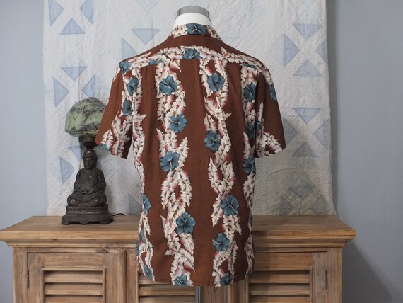 Vintage - Hawaii Blues tropical shirt - hibiscus … - image 3