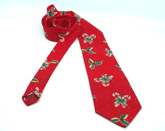 VINTAGE Christmas Tablecloth Tie - Made in the US by Fling - 100% cotton - 1980s