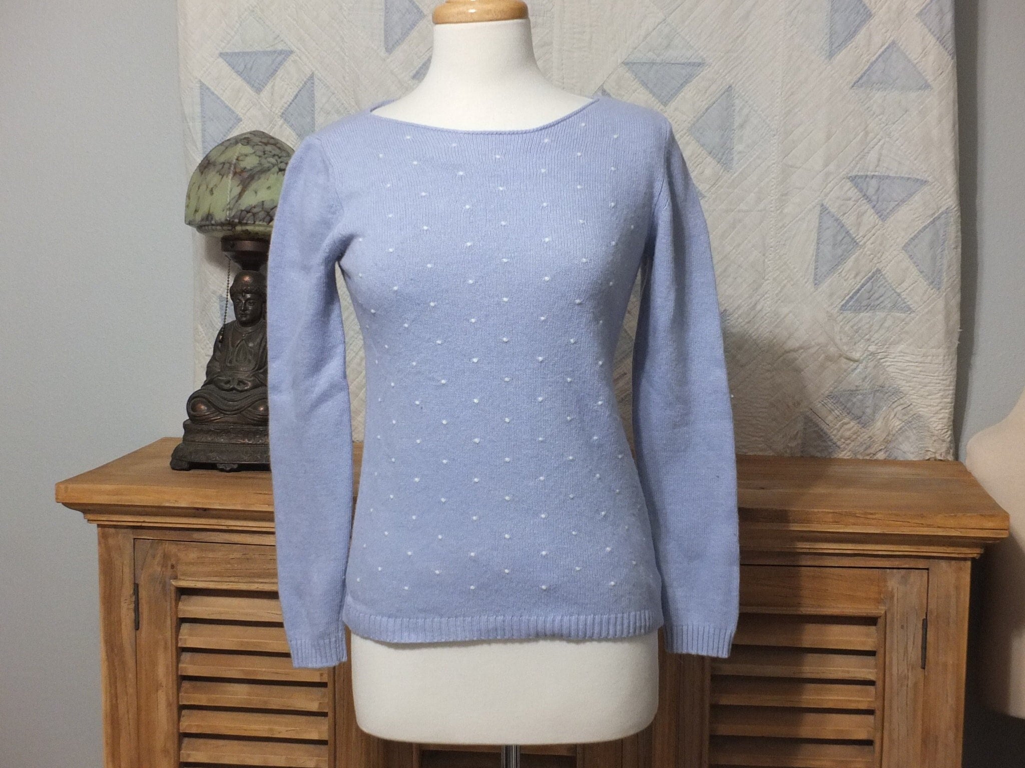 Vintage Benedetta B Wool Blend Pullover Sweater Pale Blue With