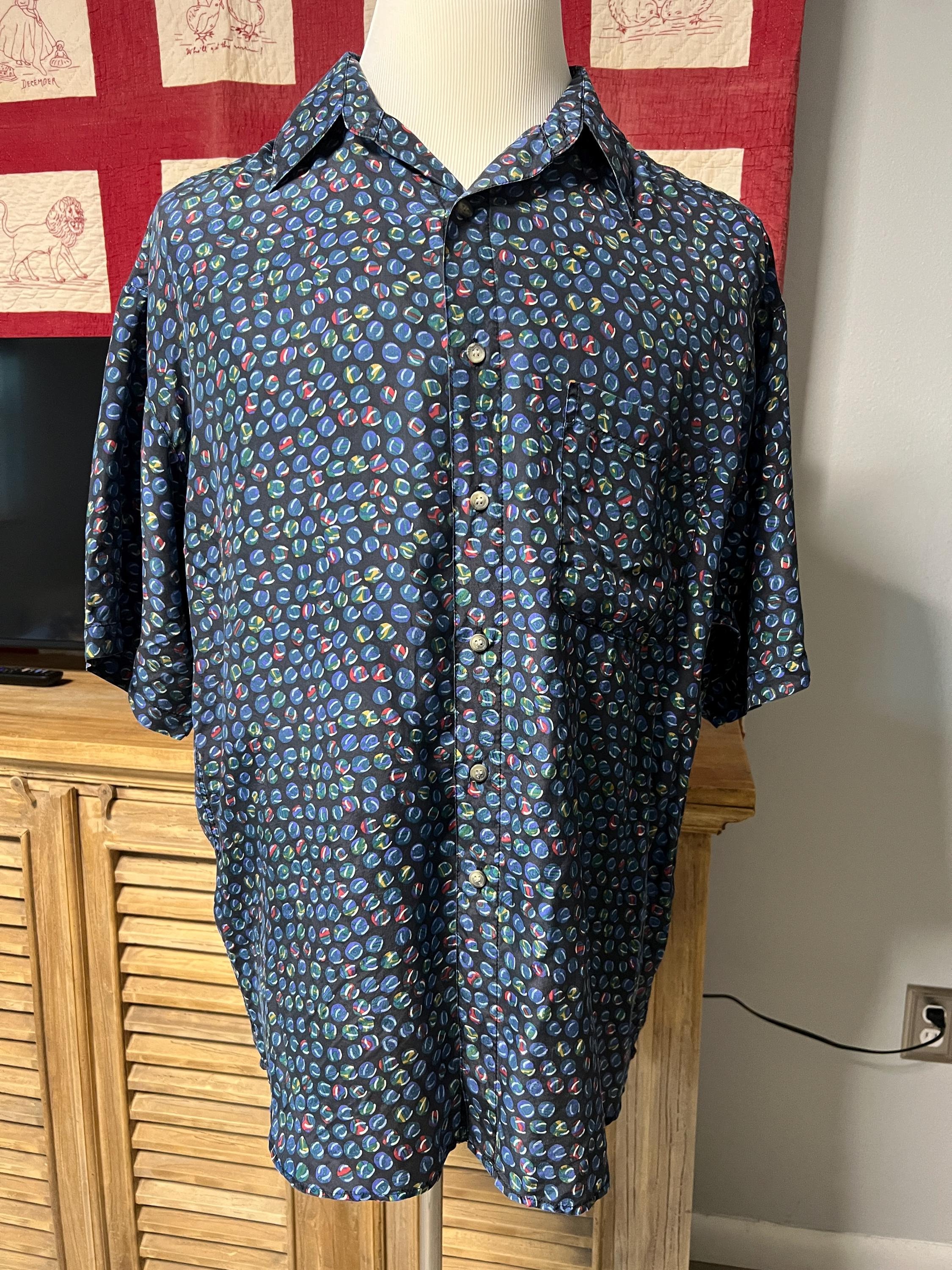 トップス 00s PERRY ELLIS art pattern silk shirt Mens Perry Ellis Vintage RARE Tropical Shirt Bloomingdales