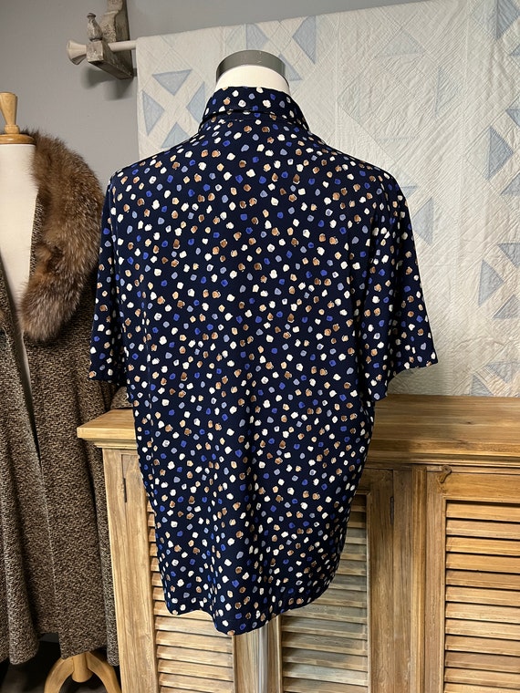 Vintage 80s Alan Stuart Shirt: Navy Blue Splotch … - image 3