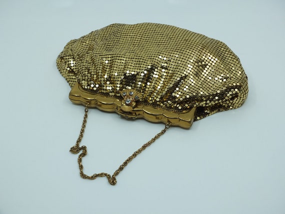 VINTAGE 1940s - Gold wash mesh bag with rhineston… - image 3