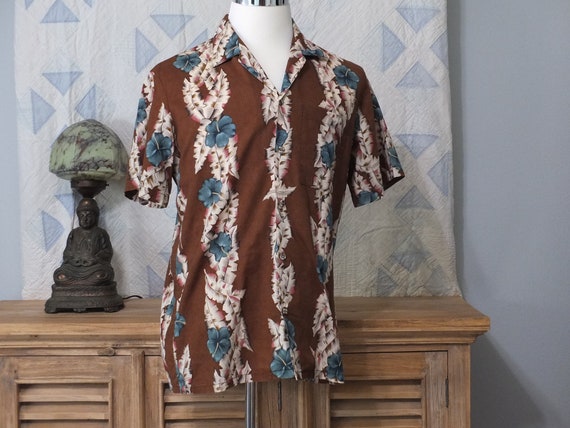 Vintage - Hawaii Blues tropical shirt - hibiscus … - image 1