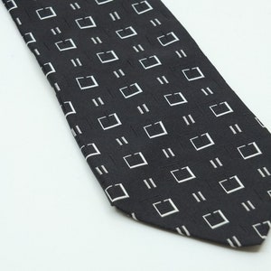 Vintage Lord & Taylor Metropolitan Tie X-long 4 inch wide tip black brocade 1990s image 3