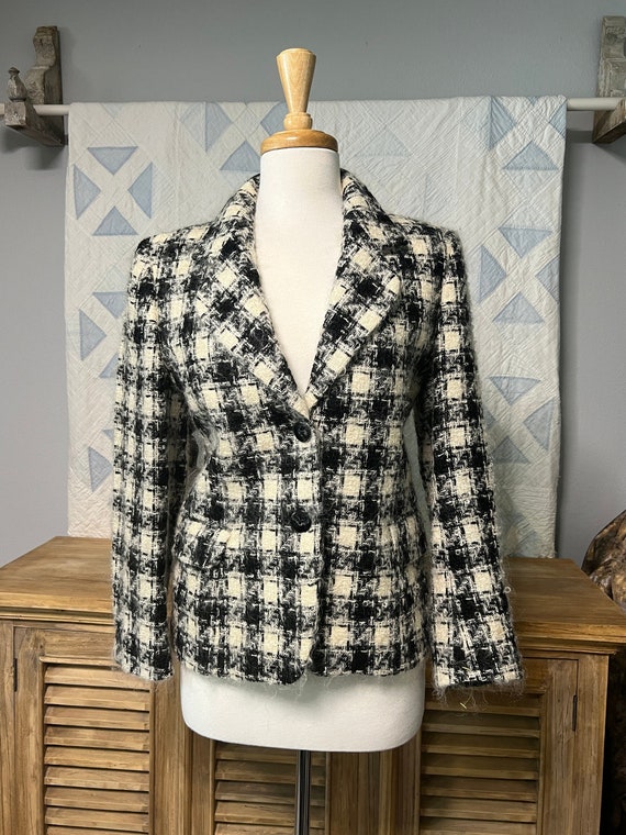 Vintage d. terrell, ltd curly mohair houndstooth f