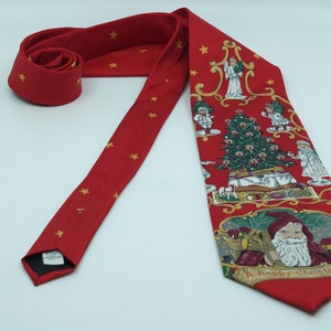 Vintage, A happy Christmas - Victorian Santa necktie - 100% silk - 4 inch wide  blade  - 1990s