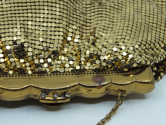 VINTAGE 1940s - Gold wash mesh bag with rhineston… - image 6
