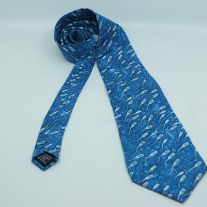 Vintage, sperms on a field of aqua by Absolut for Absolut Dad - 100% silk - 4 inch wide  blade - 1997 obstetrician, fertility, father