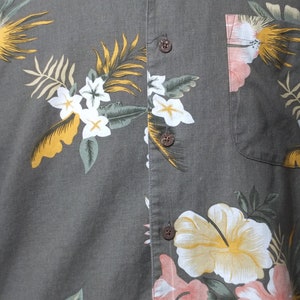 Foliage Tropical Men's Shirt Tropical flowers linen/rayon blend Large image 4