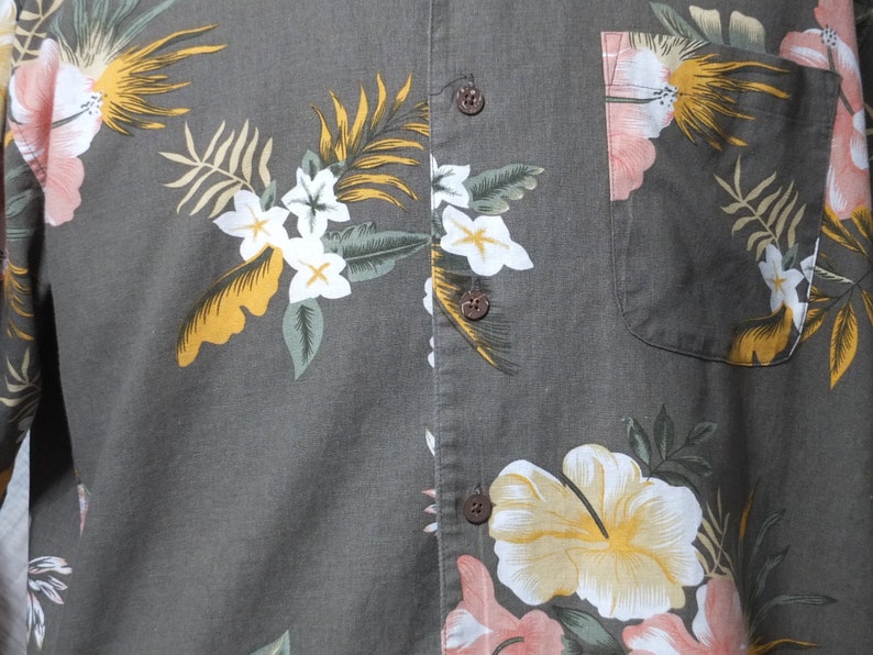 Foliage Tropical Men's Shirt Tropical flowers linen/rayon blend Large image 4