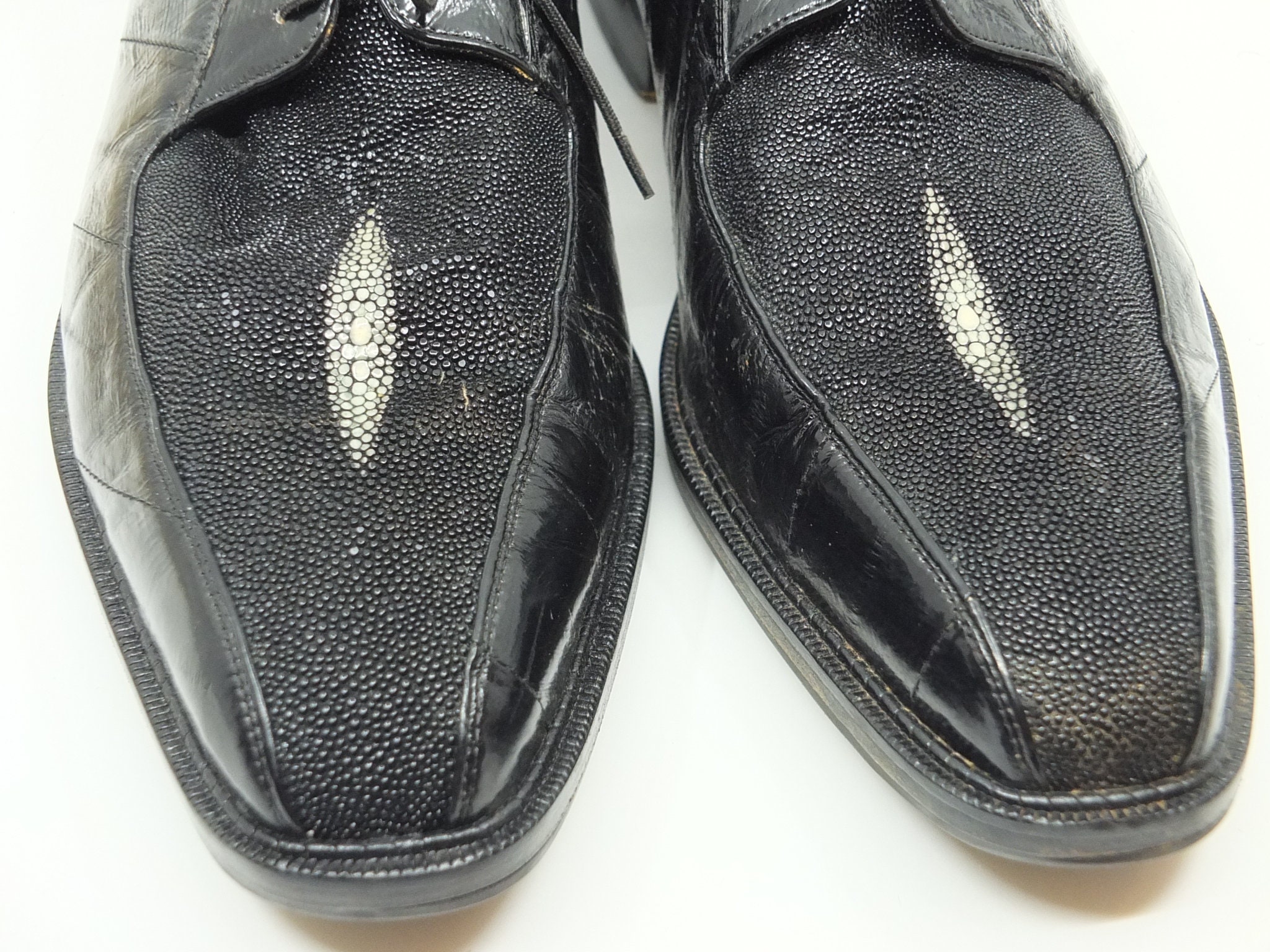 Men\'s Black Leather Dress Shoes eel and stingray Men main image 3