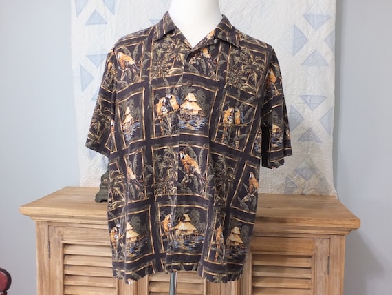 VINTAGE - Boca Classics bark cloth tropical shirt… - image 1