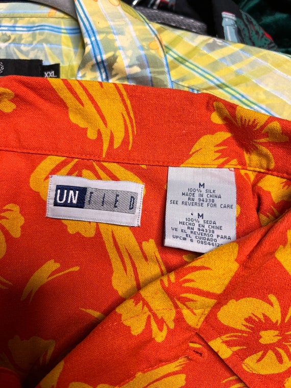 VINTAGE United Men's Tropical Shirt - 100% silk -… - image 4