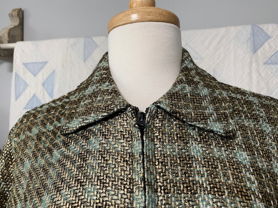 Chicos Plaid Tweed Houndstooth Blazer 