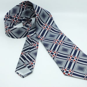 VINTAGE - red, white, blue Necktie - 1970s Super wide tie 4 1/4 inch blade - Fremaco