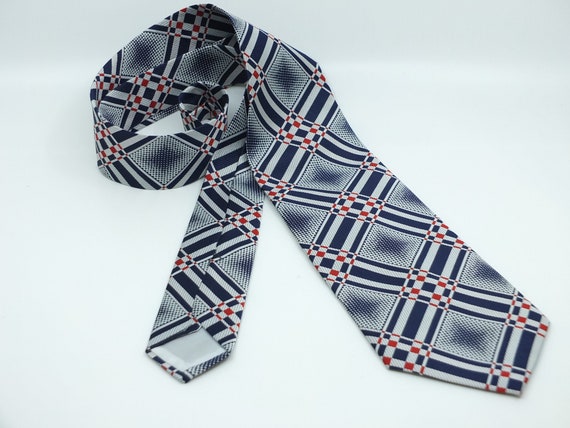 VINTAGE - red, white, blue Necktie - 1970s Super … - image 1