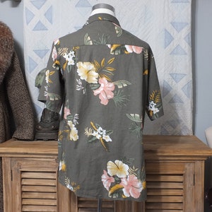 Foliage Tropical Men's Shirt Tropical flowers linen/rayon blend Large image 3