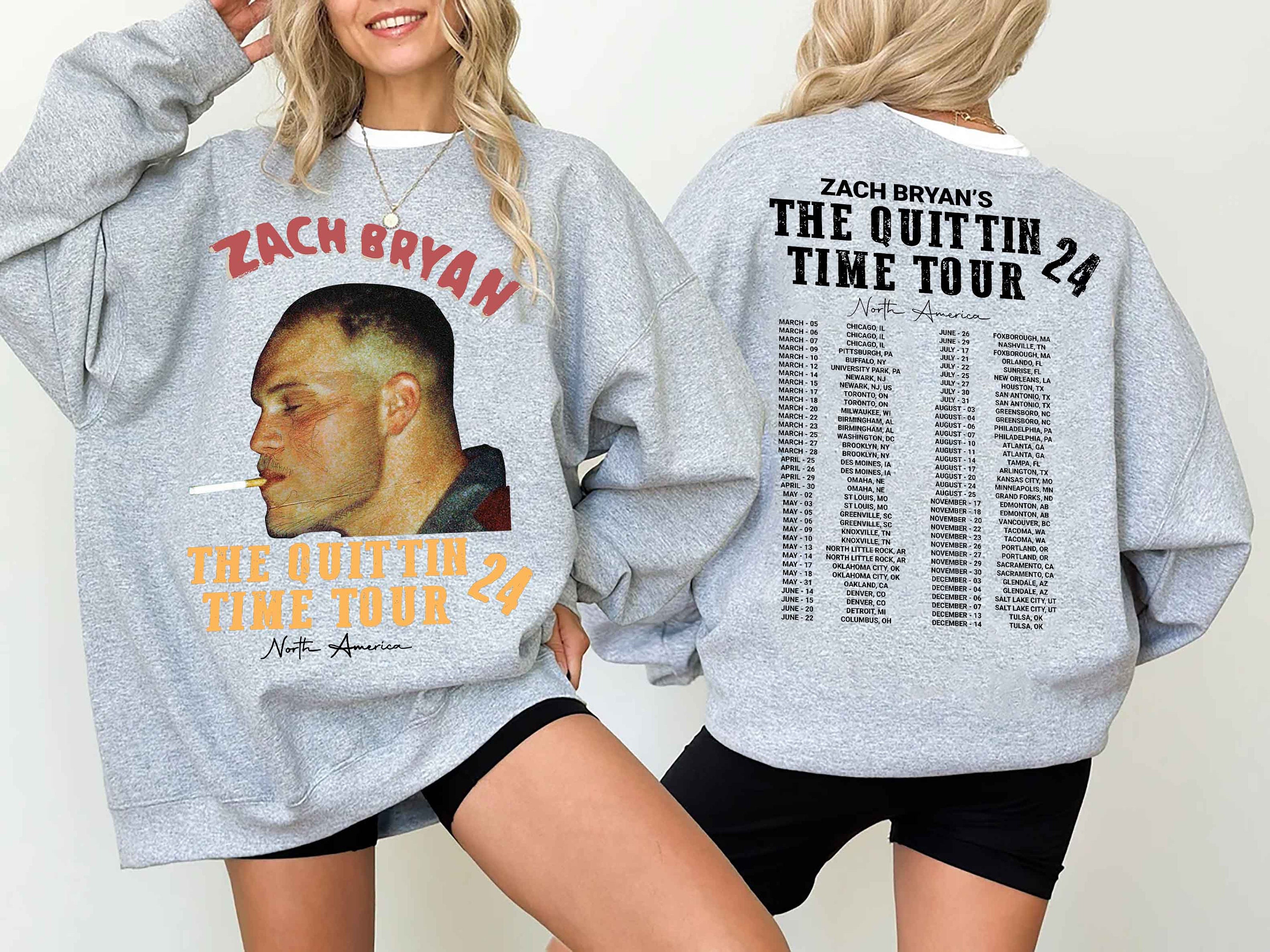 Zach 2024 Tour Shirt, The Quittin Time 2024 Tour Shirt,Graphic Bryan's Sweatshirt