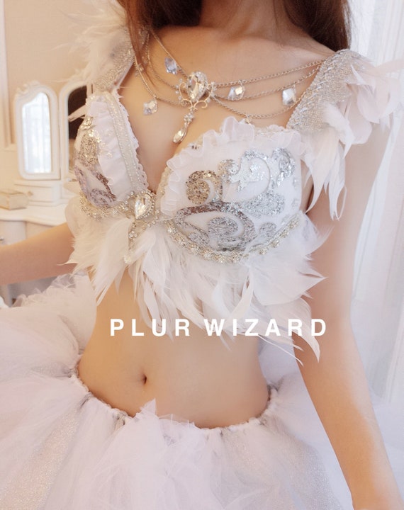 white feather outfit