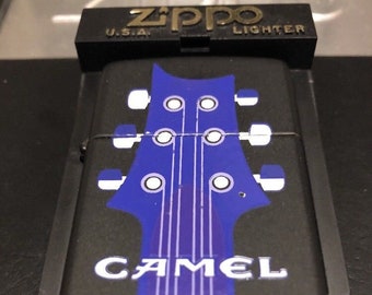 1996 Zippo Camel " 6-String Guitar " Double Sided - Black Matte - Vintage Lighter NEW In Box
