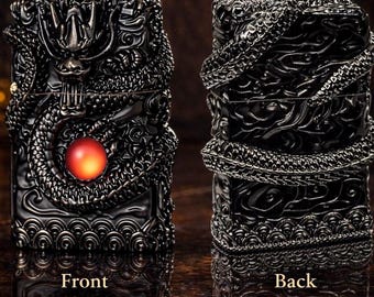 Dragon Lighter With Heavy Armor 3D Engraving Design on all sides  New And Unfired