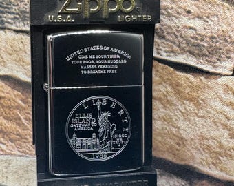 1989 ( V) Zippo Ellis Island Vintage Lighter Unfired Very Rare