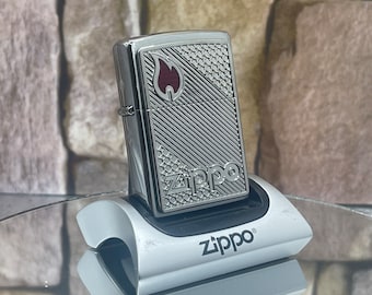 New Zippo monochromatic Zippo logo and red flame inlay amazing quality