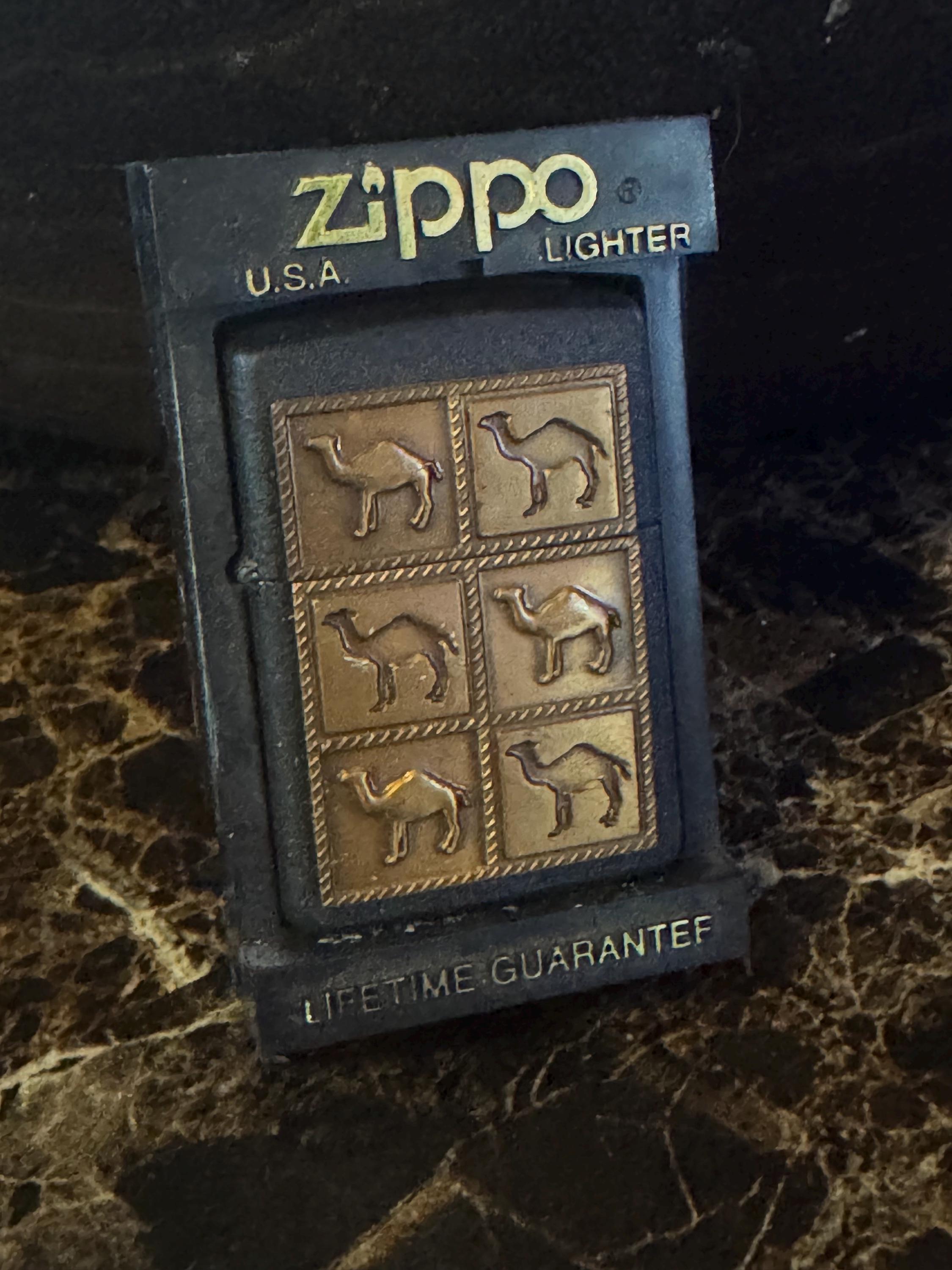 Zippo Camel the Herd 6 Camels Brass & Black Crackle Lighter New