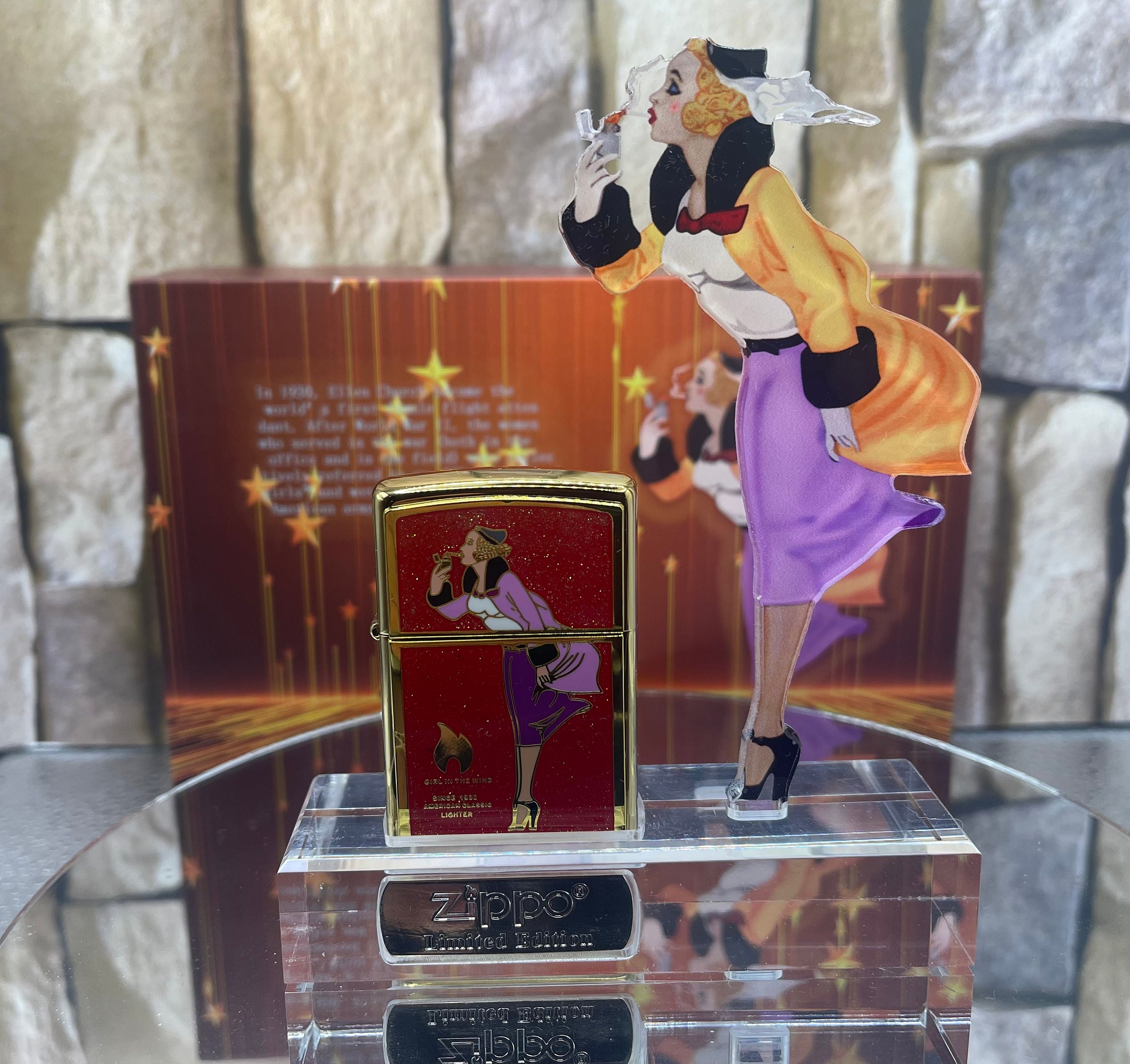 Zippo Limited Edition Windy Girl With Collectors Display & Box New 
