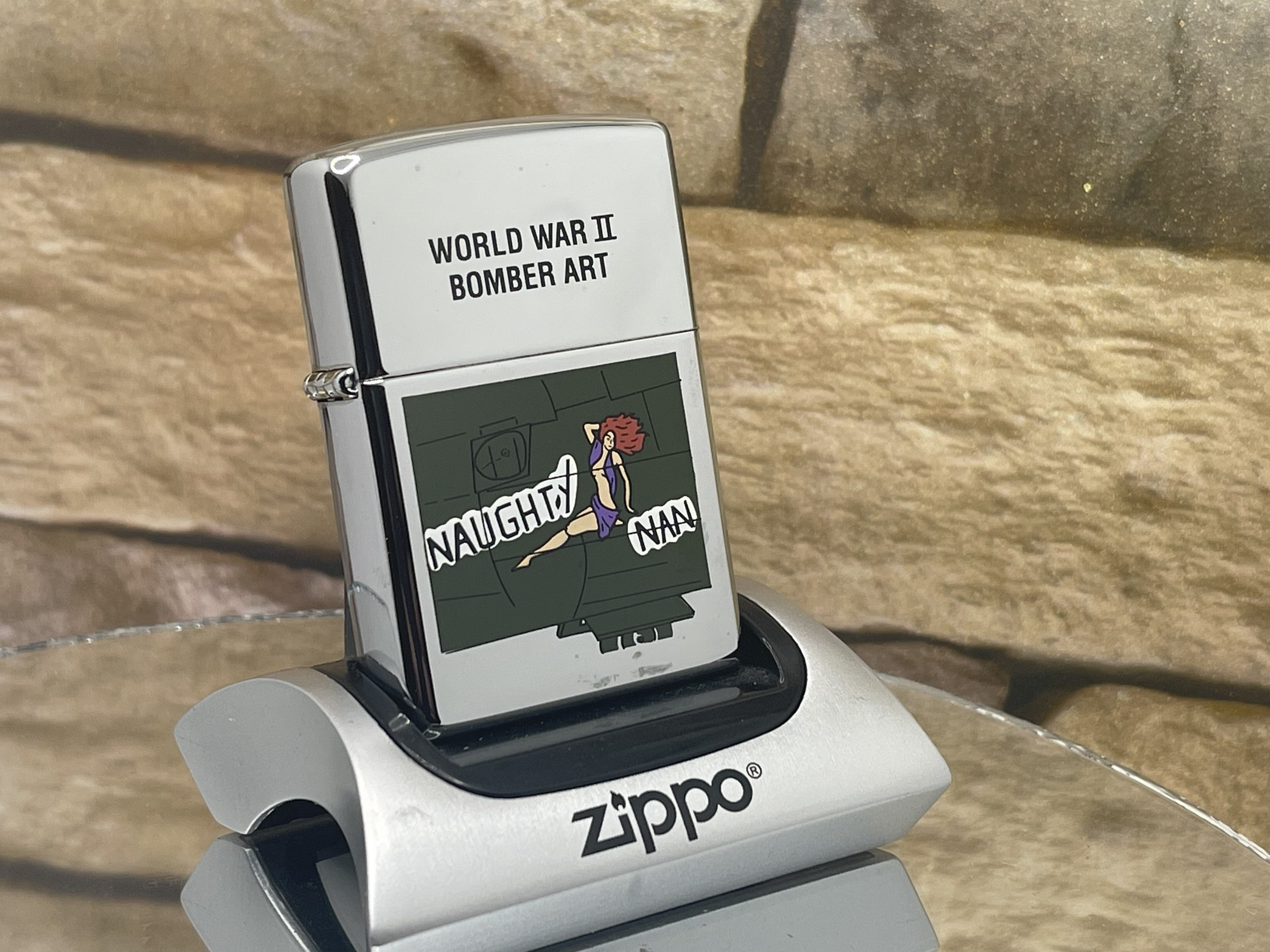1998 Zippo Naughty Nan World War II Bomber Art Vintage Rare New