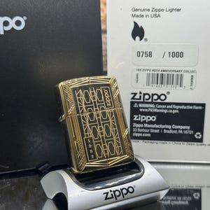 Zippo Lighter 40th Anniversary Brass 758/1000 Made  Limited Edition