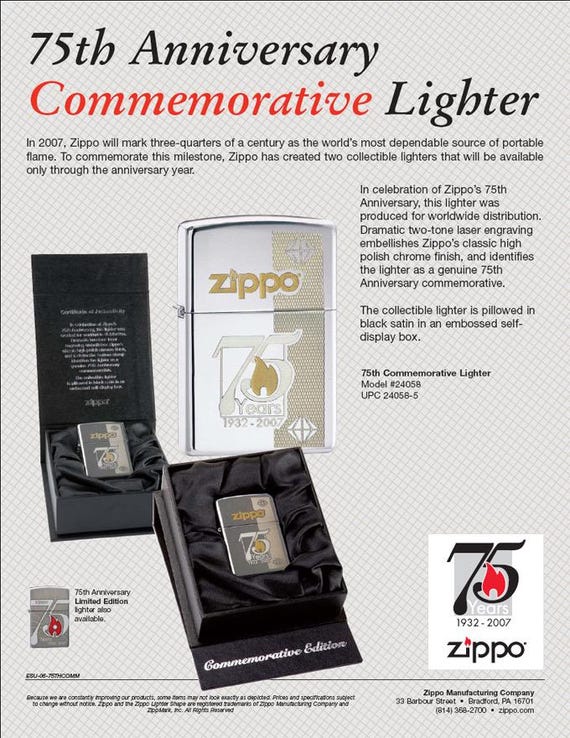 Zippo 75th Anniversary 1932-2007 in Collectors Box New Unified - Etsy