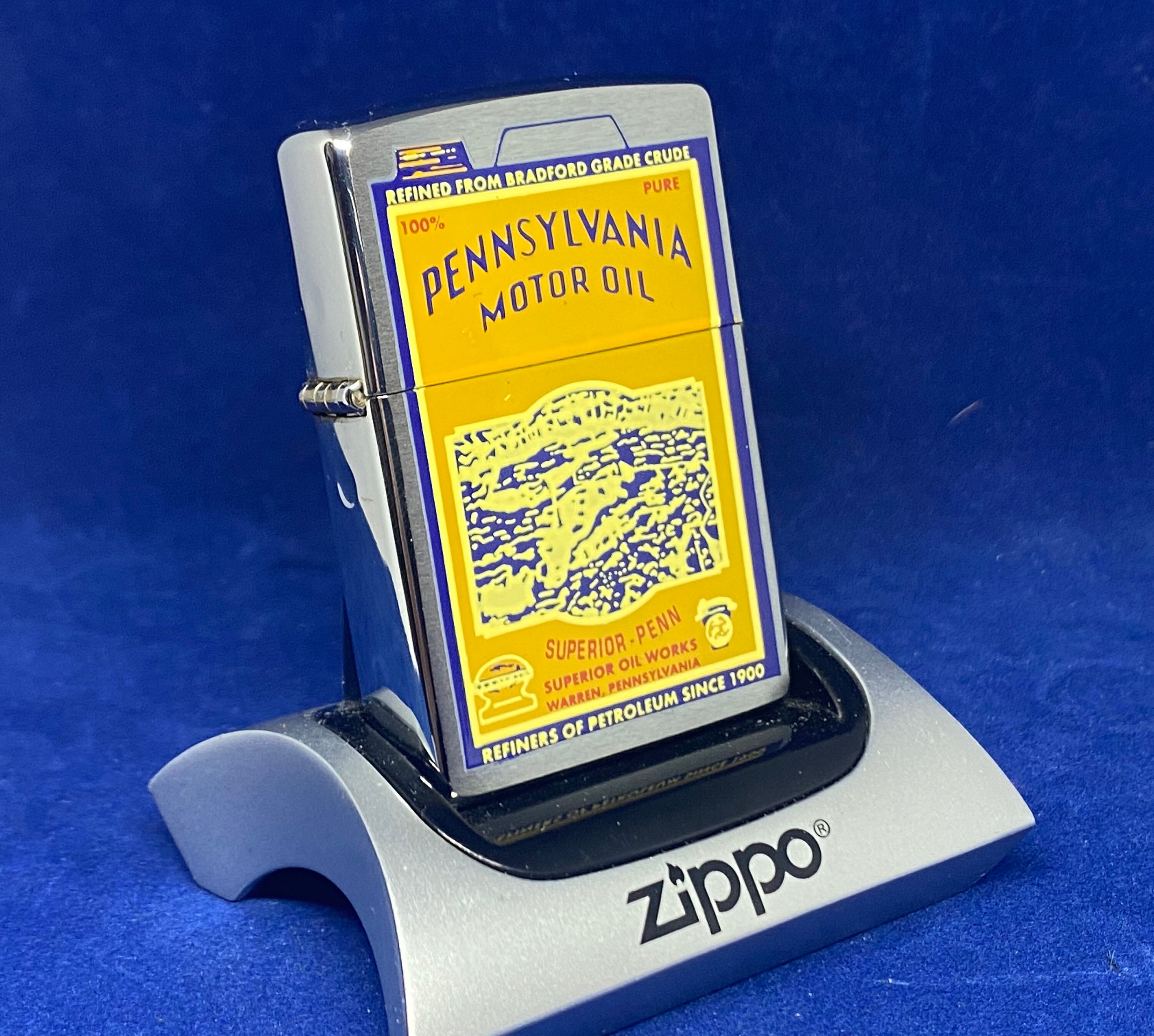 Zippo Pennsylvania Motor Oil - Vintage Lighter 2001 Still New and 
